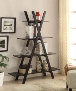 Convenience Concepts Oxford "A" Frame Bookshelf In Black Wood Finish