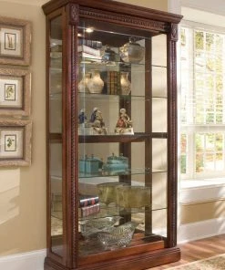Accentrics Home By Pulaski Furniture Lighted Sliding Door 5 Shelf Curio Cabinet In Cherry Brown By Pulaski Furniture -Palace-shop 01517cdd03f81293 9043 w800 h800 b0 p0