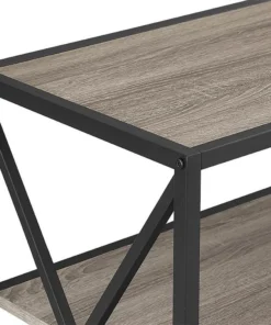 Walkeredison 40" X-Frame Metal And Wood Media Bookshelf, Driftwood -Palace-shop 046174140a53a482 8779 w800 h800 b0 p0