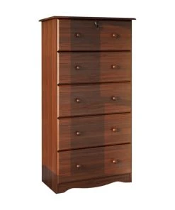 Palace Imports 100% Solid Wood 5-Super Jumbo Drawer Chest With Lock, Mocha
