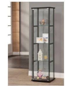 Bowery Hill Contemporary Wood 4 Shelf Glass Curio Cabinet In Black 5 Bowery Hill Contemporary Wood 4 Shelf Glass Curio Cabinet In Black -Palace-shop 077103370be334c4 9107 w800 h800 b1 p0