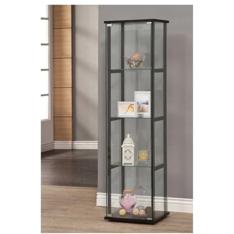 Bowery Hill Contemporary Wood 4 Shelf Glass Curio Cabinet In Black 3 Bowery Hill Contemporary Wood 4 Shelf Glass Curio Cabinet In Black - Image 3