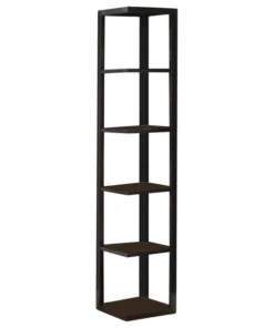 Pilaster Designs Damian 5-Tier Corner Bookcase, Espresso