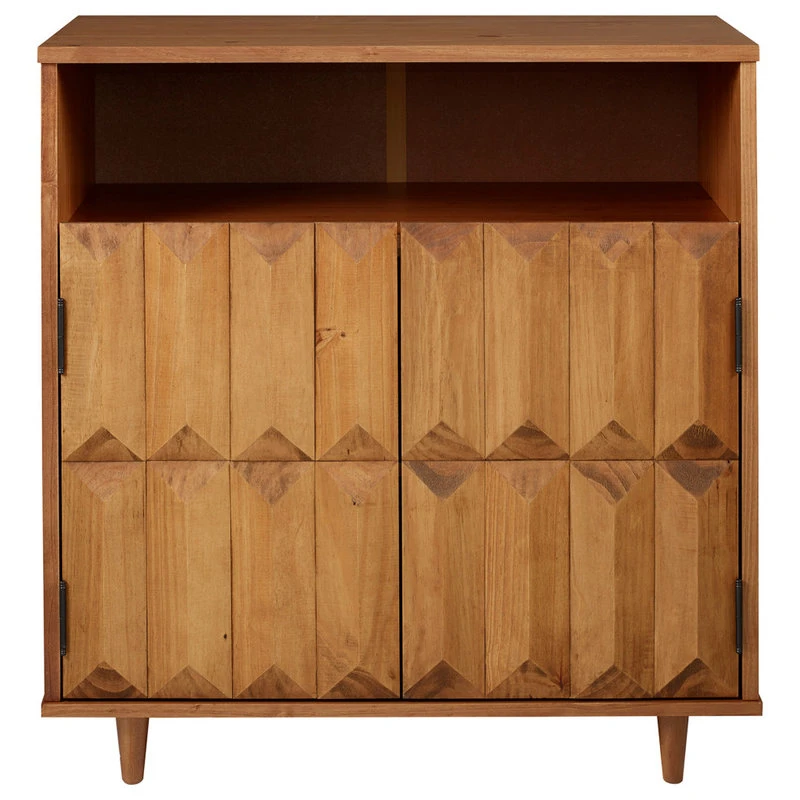 Walker Edison Henry 30" Solid Wood Detailed Door Accent Cabinet, Caramel 2 Walker Edison Henry 30" Solid Wood Detailed Door Accent Cabinet, Caramel - Image 2