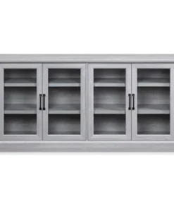 Belleze 70" Rustic Wood Sideboard Stand 4 Doors Buffet Cabinet, Stone Gray