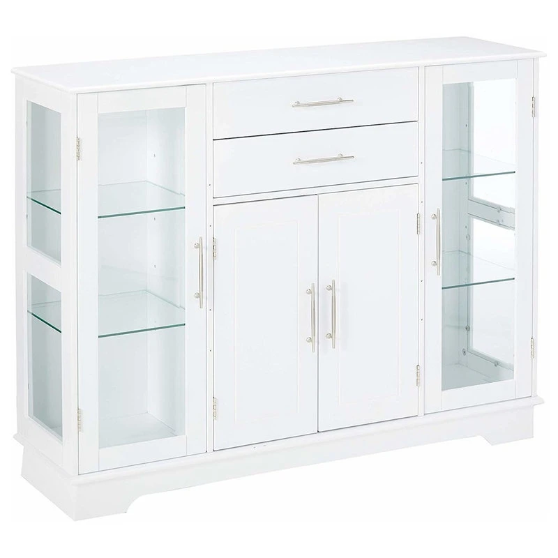 Pilaster Designs Elias Kitchen Storage Sideboard Buffet Cabinet With Glass Doors, Drawers 1 Pilaster Designs Elias Kitchen Storage Sideboard Buffet Cabinet With Glass Doors, Drawers