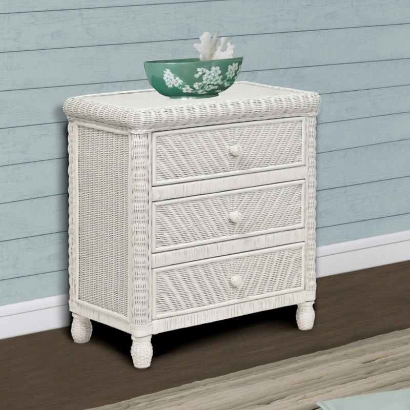 Sea Winds Trading Santa Cruz 3-Drawer Chest With Glass Top, White 3 Sea Winds Trading Santa Cruz 3-Drawer Chest With Glass Top, White - Image 3