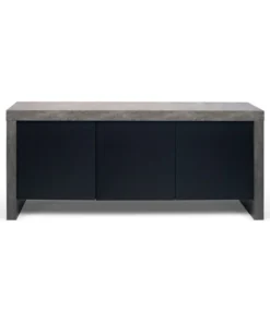 TEMAHOME Kobe 3 Door Sideboard, Faux Concrete/Pure Black