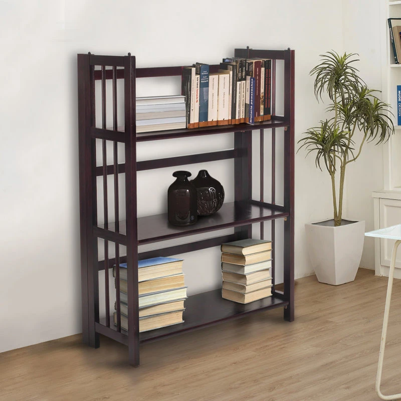 Casual Home 3 Shelf Folding Bookcase, Espresso, Large, 3 Shelf 4 Casual Home 3 Shelf Folding Bookcase, Espresso, Large, 3 Shelf - Image 4