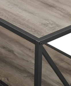 Walker Edison 40" X-Frame Metal And Wood Media Bookshelf, Gray Wash -Palace-shop 0d51fdff00231bb3 4509 w800 h800 b0 p0