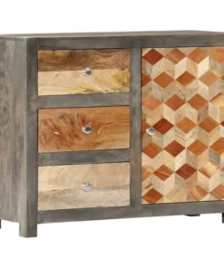 Vida XL International B.V. VidaXL Solid Wood Mango Side Cabinet Gray 29.5" Home Stand Sideboard Organizer -Palace-shop 1031f4bb009b70a7 8764 w800 h800 b1 p0