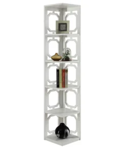 Convenience Concepts Omega 5 Tier Corner Bookcase With White Finish S20-202