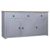 Vida XL International B.V. VidaXL Solid Wood Pine Sideboard Gray Panama Range Storage Cabinet Furniture