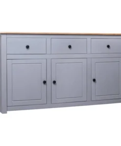 Vida XL International B.V. VidaXL Solid Wood Pine Sideboard Gray Panama Range Storage Cabinet Furniture