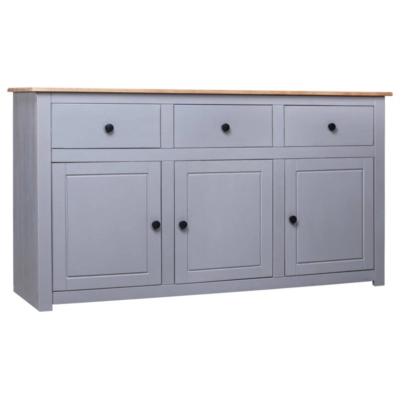 Vida XL International B.V. VidaXL Solid Wood Pine Sideboard Gray Panama Range Storage Cabinet Furniture 1 Vida XL International B.V. VidaXL Solid Wood Pine Sideboard Gray Panama Range Storage Cabinet Furniture