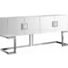 Meridian Furniture Beth Sideboard/Buffet, White, Chrome Base/Handles