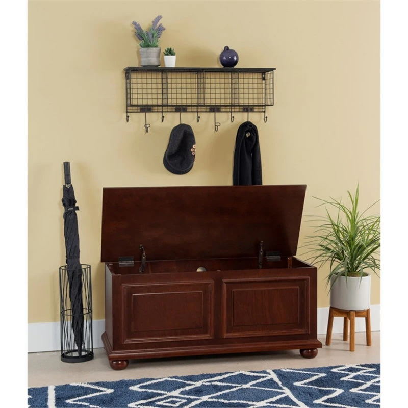 Linon Home Decor Products Linon Chadwick Wood Cedar Chest In Cherry 4 Linon Home Decor Products Linon Chadwick Wood Cedar Chest In Cherry - Image 4