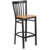 Flash Furniture HERCULES Black School House Back Metal Restaurant Barstool, Natural Wood Seat