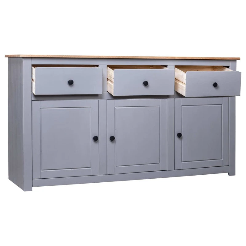Vida XL International B.V. VidaXL Solid Wood Pine Sideboard Gray Panama Range Storage Cabinet Furniture 3 Vida XL International B.V. VidaXL Solid Wood Pine Sideboard Gray Panama Range Storage Cabinet Furniture - Image 3