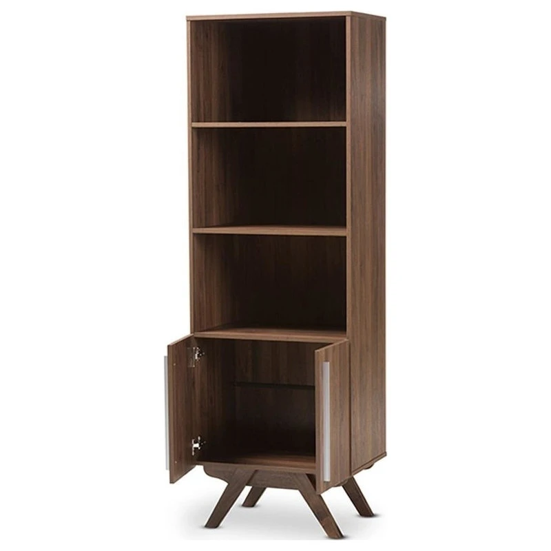 Wholesale Interiors Ashfield Mid-Century Modern Walnut Brown Finished Wood Bookcase 3 Wholesale Interiors Ashfield Mid-Century Modern Walnut Brown Finished Wood Bookcase - Image 3