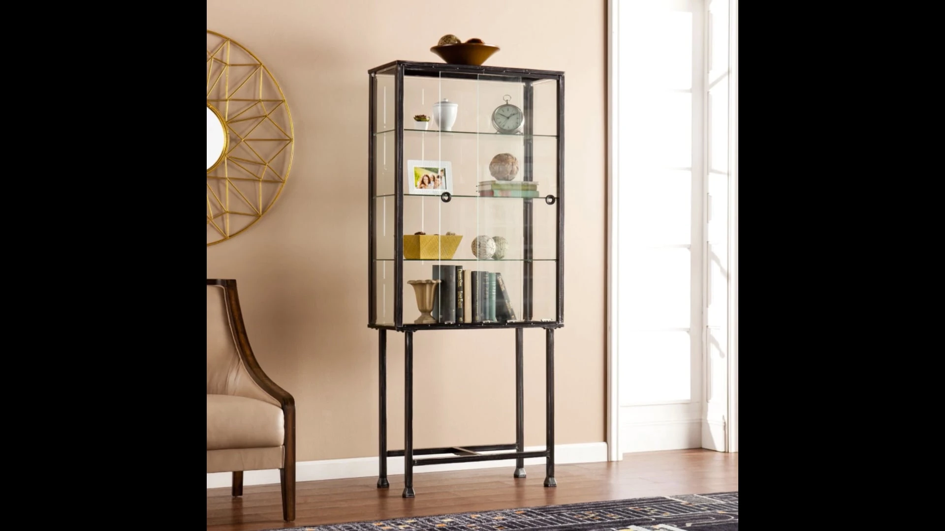 SEI Furniture Symon Metal/Glass Bunching Display Cabinet 2 SEI Furniture Symon Metal/Glass Bunching Display Cabinet - Image 2