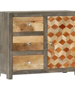 Vida XL International B.V. VidaXL Solid Wood Mango Side Cabinet Gray 29.5" Home Stand Sideboard Organizer -Palace-shop 16417cc8009b70a6 8764 w800 h800 b1 p0