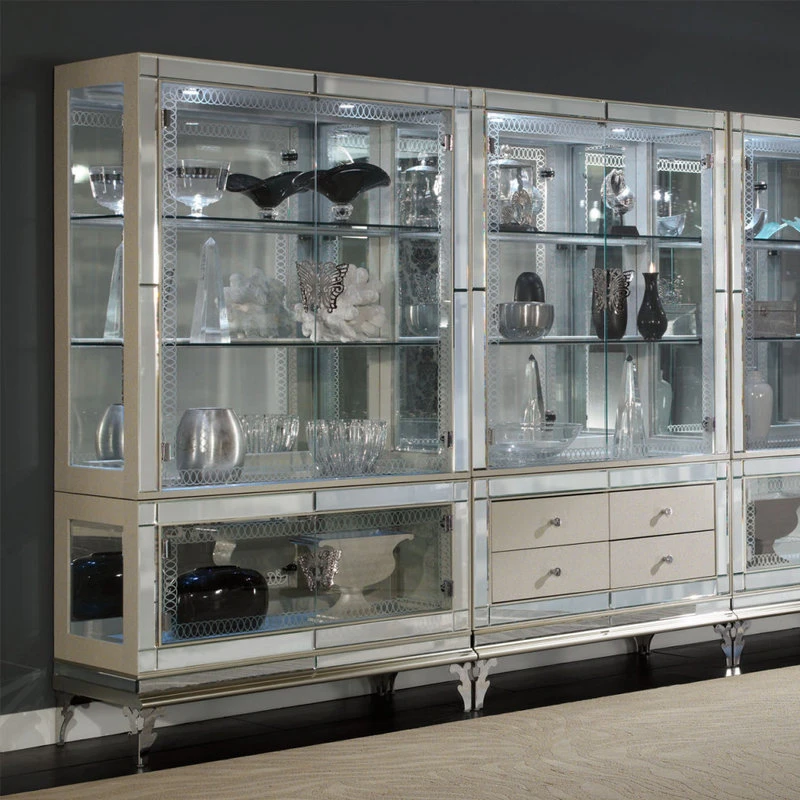 Michael Amini Hollywood Swank Curio Cabinet With Glass Doors - Pearl Caviar 3 Michael Amini Hollywood Swank Curio Cabinet With Glass Doors - Pearl Caviar - Image 3