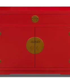 China Furniture And Arts Matte Red Elmwood Ming Cabinet