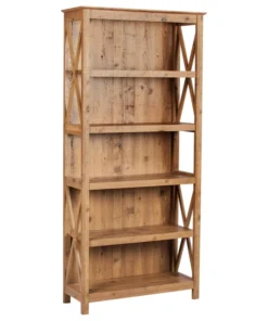 AGH Deco Austin 5 Tier Bookcase, Rustic Brown