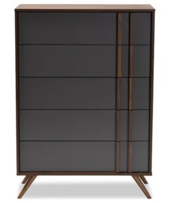 Baxton Studio Naoki Modern Two, Tone Gray Walnut Finished Wood 5, Drawer Bedroom Chest -Palace-shop 1a11644d0ec936ba 9510 w800 h800 b1 p0
