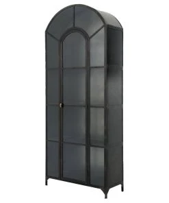 Zin Home Shadow Box Industrial Curio Cabinet With Doors