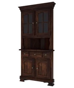 Sierra Living Concepts Inc Carlinville Rustic Solid Wood Glass Door Corner Hutch
