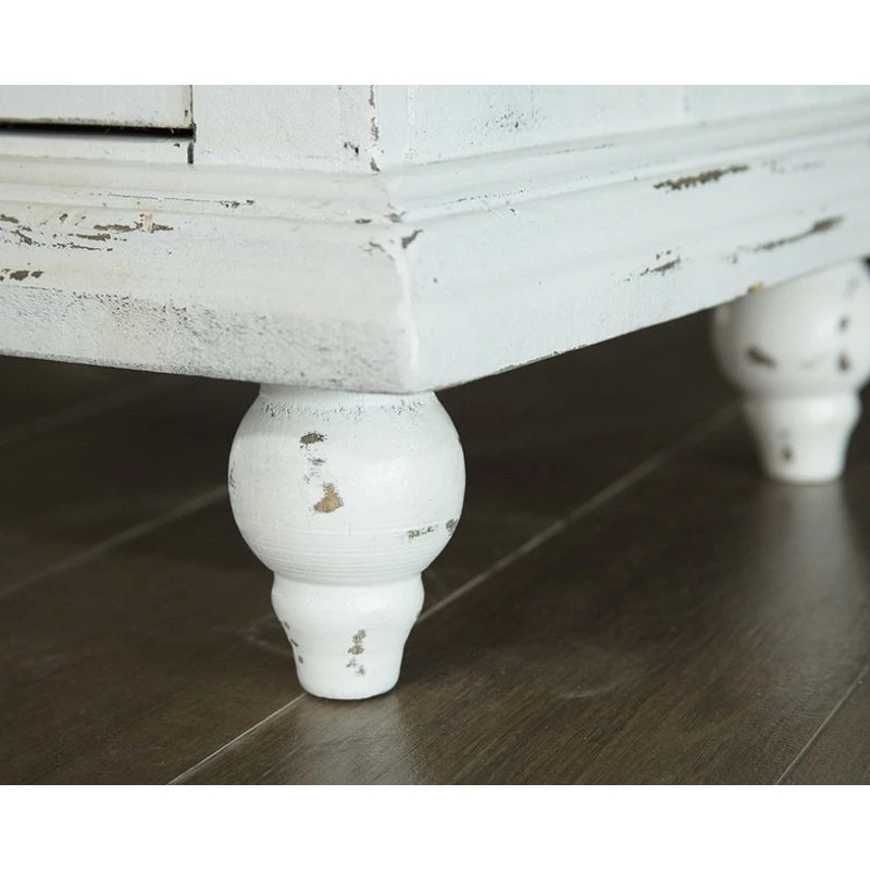 Crafters And Weavers Macao Rustic Modern Solid Wood 4-Door Sideboard, White 4 Crafters And Weavers Macao Rustic Modern Solid Wood 4-Door Sideboard, White - Image 4