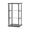 Bowery Hill Contemporary 3 Shelf Glass Curio Wood Cabinet In Black