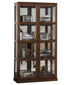 Furniture Of America E-Commerce By Enitial Lab Transitional Wooden Curio Cabinet With Two Glass Doors And Four Shelves Oak