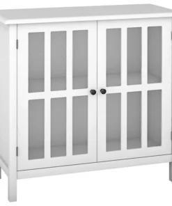 Costway Storage Buffet Cabinet Glass Door Sideboard Console Table Display White -Palace-shop 1f013ebf0e573343 5276 w800 h800 b1 p0