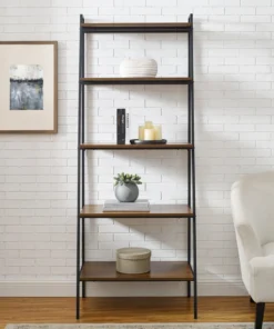 Walker Edison 72" Industrial Ladder Bookcase - Dark Walnut -Palace-shop 1f51c0690f6e1c0b 1809 w800 h800 b0 p0