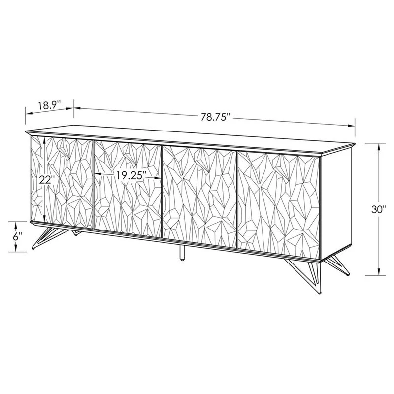 Zuri Furniture 78.6" Modern Vortice Buffet Black And White Lacquer Matte Black Legs 9 Zuri Furniture 78.6" Modern Vortice Buffet Black And White Lacquer Matte Black Legs - Image 9
