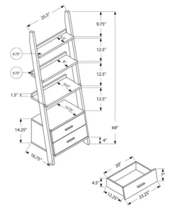 Monarch Specialties Bookshelf, Etagere, Ladder, 4 Tier, 69"H, Office, Bedroom, Laminate, White -Palace-shop 22f174340e46daa4 3943 w800 h800 b1 p0