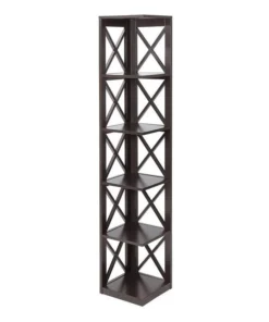 Convenience Concepts Oxford Five-Tier Corner Bookcase In Espresso Wood Finish
