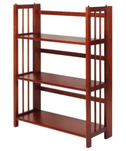 Casual Home 3 Shelf Folding Bookcase, Mahogany, Large, 3 Shelf