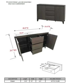 Pilaster Designs Anitra Oak Gray Wood Modern Buffet Server 2 Door Cabinet Console Table -Palace-shop 2461f0260bc889f2 1529 w800 h800 b1 p0