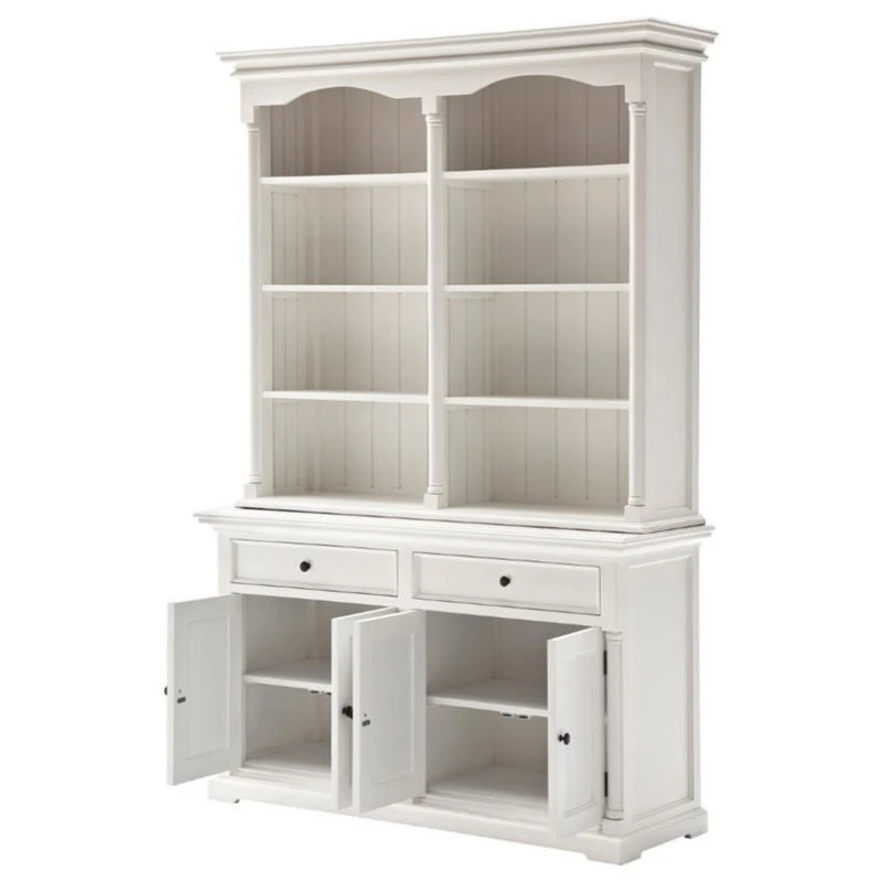 NovaSolo Furniture NovaSolo Provence Storage Cabinet With Hutch In Pure White 3 NovaSolo Furniture NovaSolo Provence Storage Cabinet With Hutch In Pure White - Image 3