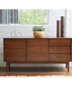 Unique Furniture Lavina 3-Drawer Wood Sideboard, Walnut -Palace-shop 26e1169702cc798f 6664 w800 h800 b0 p0