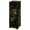 China Furniture And Arts Black Lacquer Chinoiserie Chinese Pedestal Cabinet