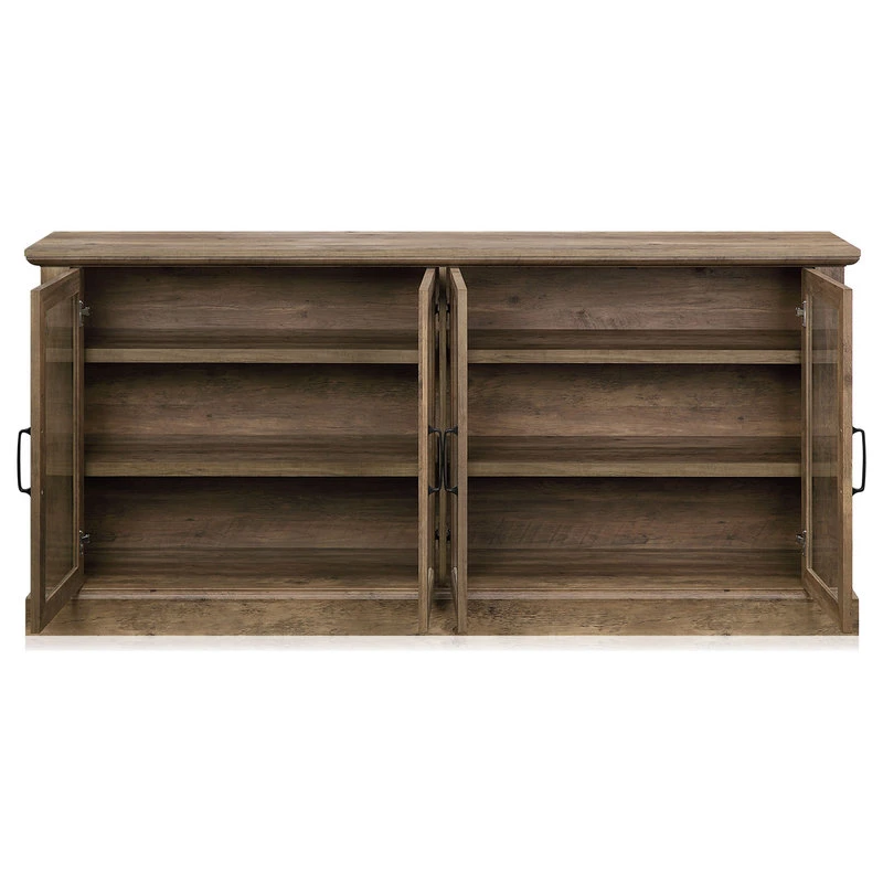 Belleze 70" Rustic Wood Sideboard Stand 4 Doors Buffet Cabinet, Rustic Oak 3 Belleze 70" Rustic Wood Sideboard Stand 4 Doors Buffet Cabinet, Rustic Oak - Image 3