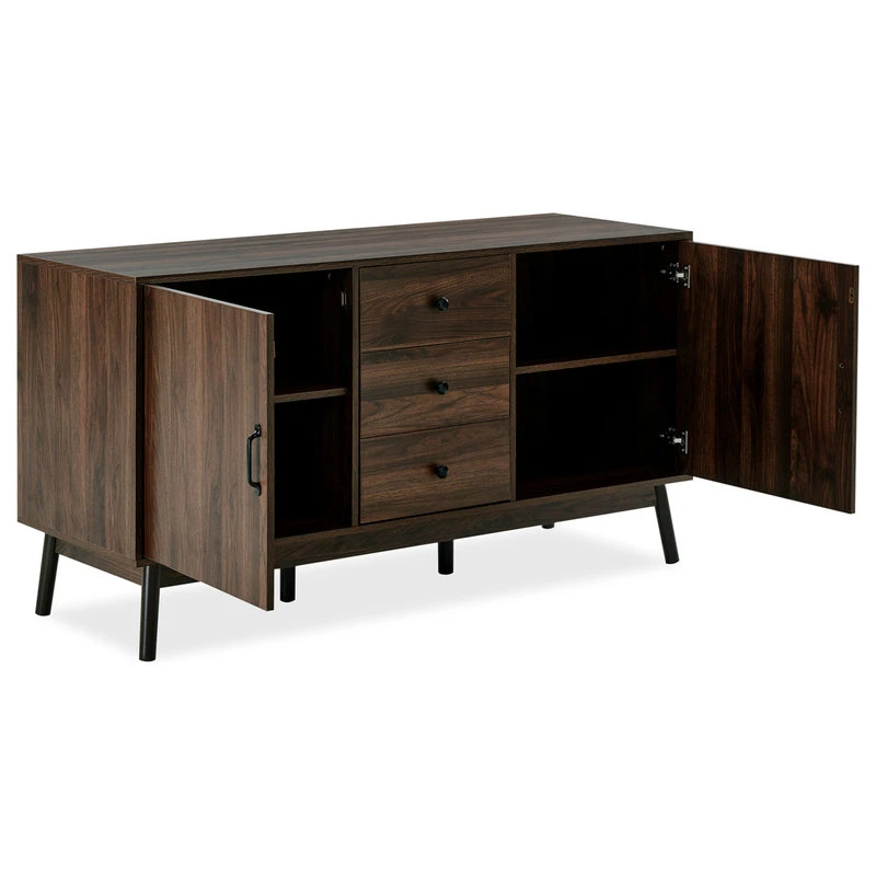 Belleze Sideboard Buffet TV Stand Storage Entertainment Center, Dark Walnut, 57" 3 Belleze Sideboard Buffet TV Stand Storage Entertainment Center, Dark Walnut, 57" - Image 3