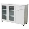 Pilaster Designs Gremlin Wheeled Kitchen Storage Sideboard Buffet Cabinet With Adjustable Shelves