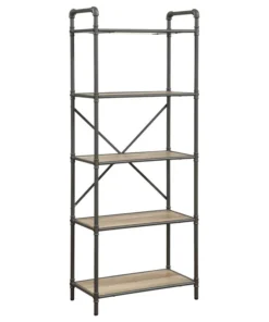 Acme Furniture ACME Indi Bookshelf, Sandy Gray And Oak