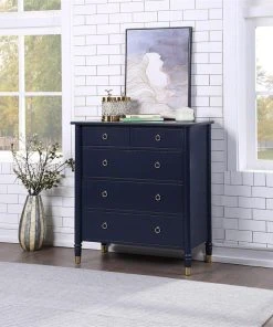 Comfort Pointe Jillian Midnight Blue Wood 5-Drawer Chest